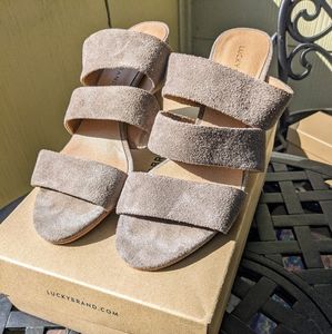 Tan Suede Healed Mules Lucky Brand